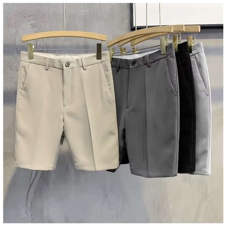 Quần Short Màu Trơn Không Sắt Dáng Ôm Phong Cách Sang Trọng Thời Trang Cho Nam