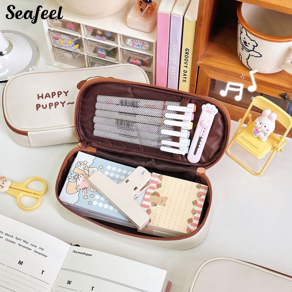 Túi Đựng Bút Dạng Lưới In Họa Tiết Gấu Hoạt Hình Dễ Thương