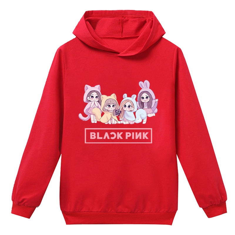 Áo Hoodie Tay Dài In Hình Hoạt Hình BLACKPINK Dành Cho Trẻ Em 3-15 Tuổi