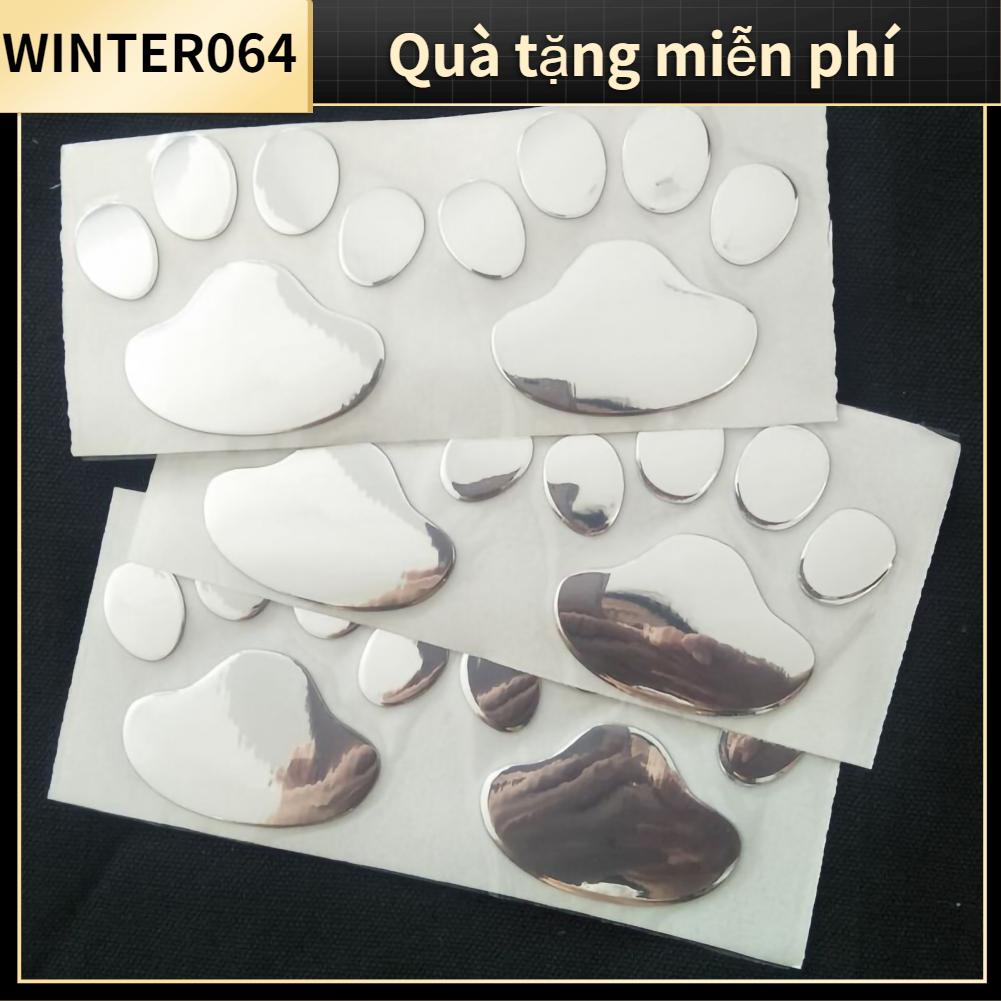 Winter064 2 Chiếc Đa Năng Nhựa PVC Dog Paw Dấu Chân Dán Xe Hiệu Decal Trang Trí Phụ Kiện Bên Ngoài