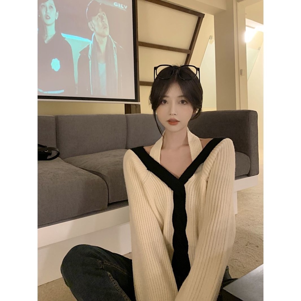 Áo Khoác Cardigan Dệt Kim Cổ Chữ V Thiết Kế Mới Đơn Giản Thời Trang Dành Cho Nữ