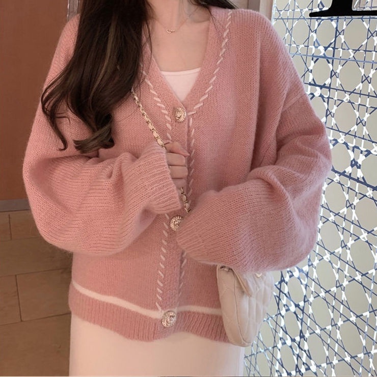 Áo Khoác Cardigan Dệt Kim Màu Trơn Dáng Rộng Thiết Kế Mới Thời Trang Dành Cho Nữ
