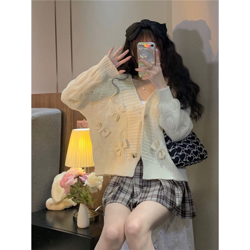 Áo Khoác Cardigan Dệt Kim Cổ Chữ V Phong Cách Thời Trang Hàn Quốc