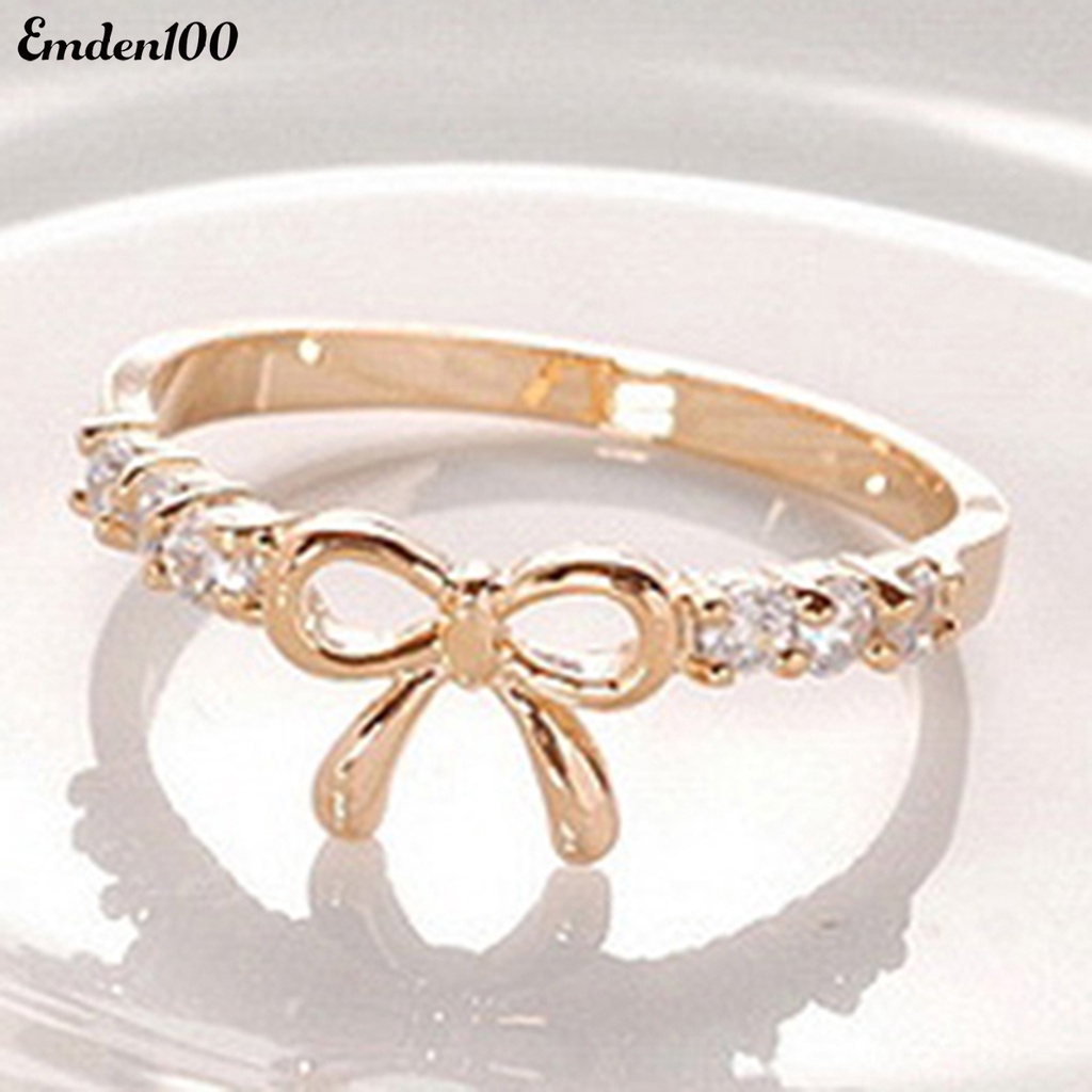 Nhẫn Đính Đá Hình Nơ Đơn Giản Thanh Lịch Dành Cho Nữ