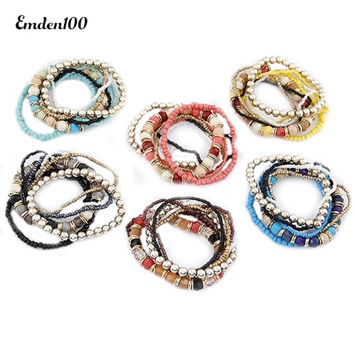 Vòng Tay Chuỗi Hạt Nhiều Lớp Phong Cách Bohemia Cho Nữ