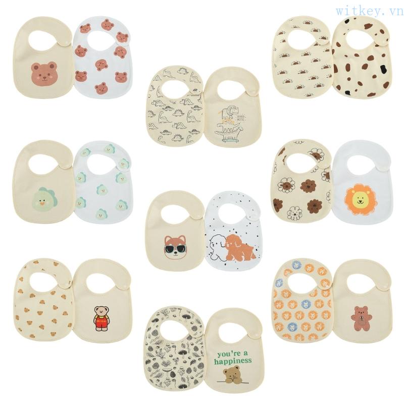 Set 2 Yếm Ăn Cotton Thấm Hút Tốt Dành Cho Em Bé