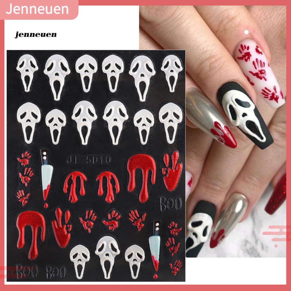 Miếng Dán Trang Trí Móng Tay Họa Tiết Halloween Không Phai Màu