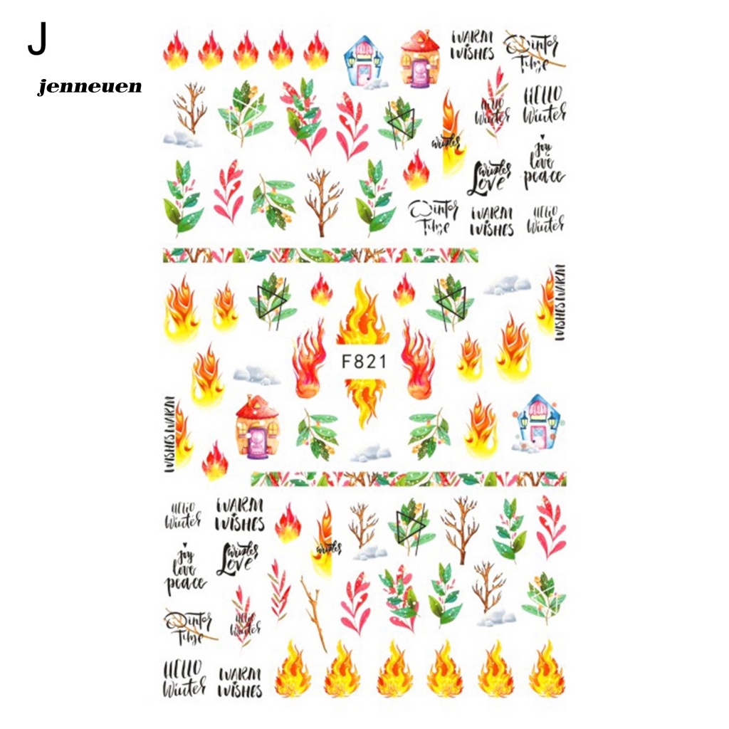 Set 2 Miếng Dán Trang Trí Móng Tay Bằng PVC Họa Tiết Giáng Sinh Độc Đáo