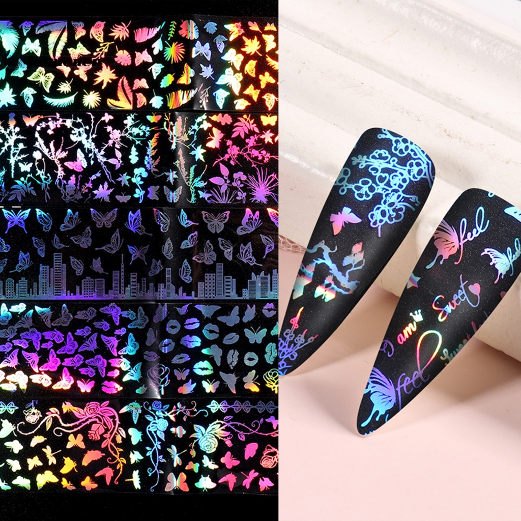 Set 10 Nhãn Dán Móng Tay Mini Màu Laser Lấp Lánh DIY