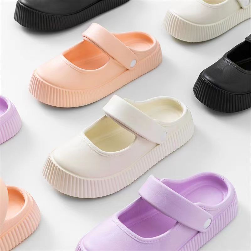 Dép Bít Mũi EVA Dày Dặn Màu Trơn Đơn Giản Thời Trang Mùa Hè Cho Nữ