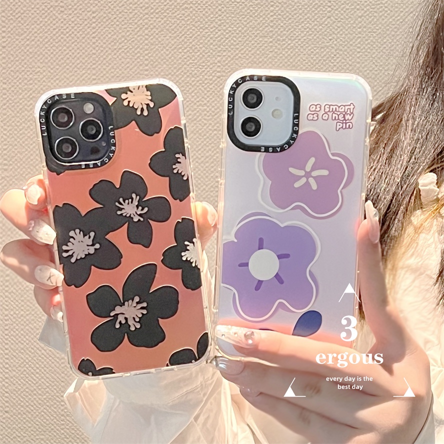 Ốp Điện Thoại Silicon Mềm Chống Sốc Họa Tiết Hoa Màu Laser Cho iPhone 14 13 12 11 Pro Max SE2020 X Xr Xs Max 8 7 Plus