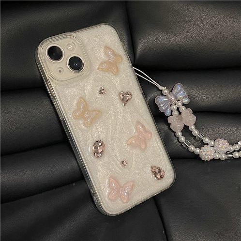 Ốp Điện Thoại Mềm Chống Rơi Hình Bướm Hồng Vân Kim Cương Cho Iphone 14promax 13 13promax 12 11 7 / 8Plus Xsmax