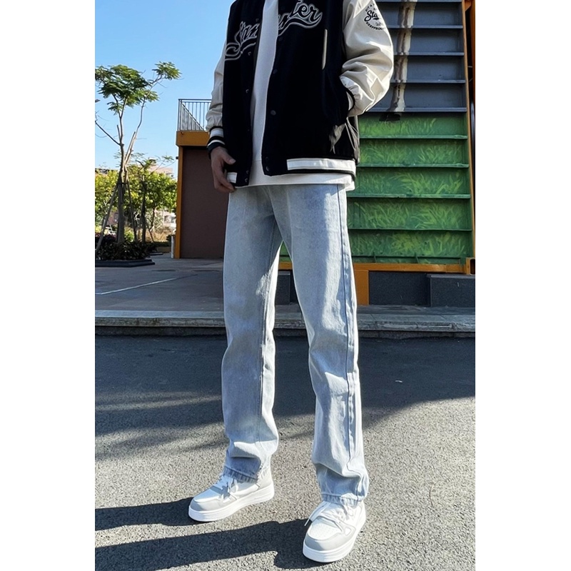 Mugeng Quần Yếm Jean Dáng Rộng Màu Sắc Tươi Sáng Phong Cách Đường Phố Mỹ Cho Nam Và Nữ