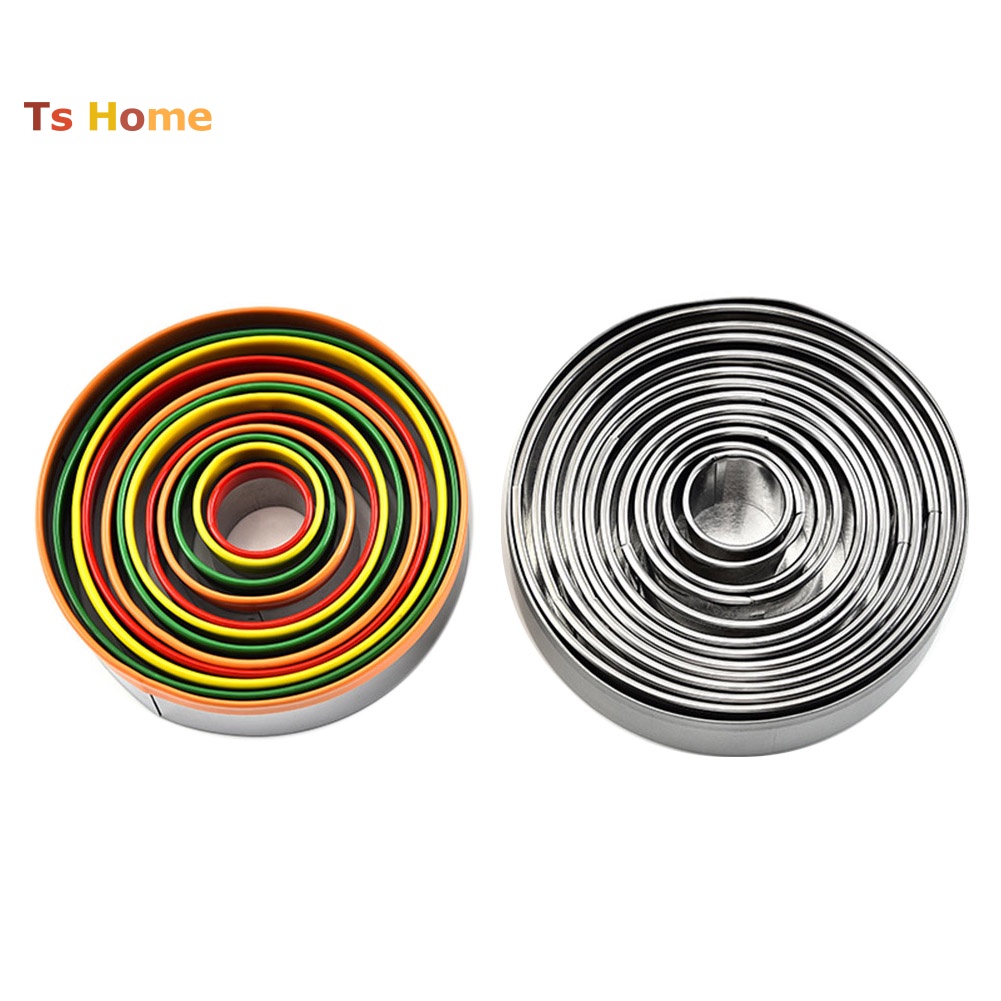 Set 12 Khuôn Tròn Làm Bánh Quy Bằng Thép Không Gỉ