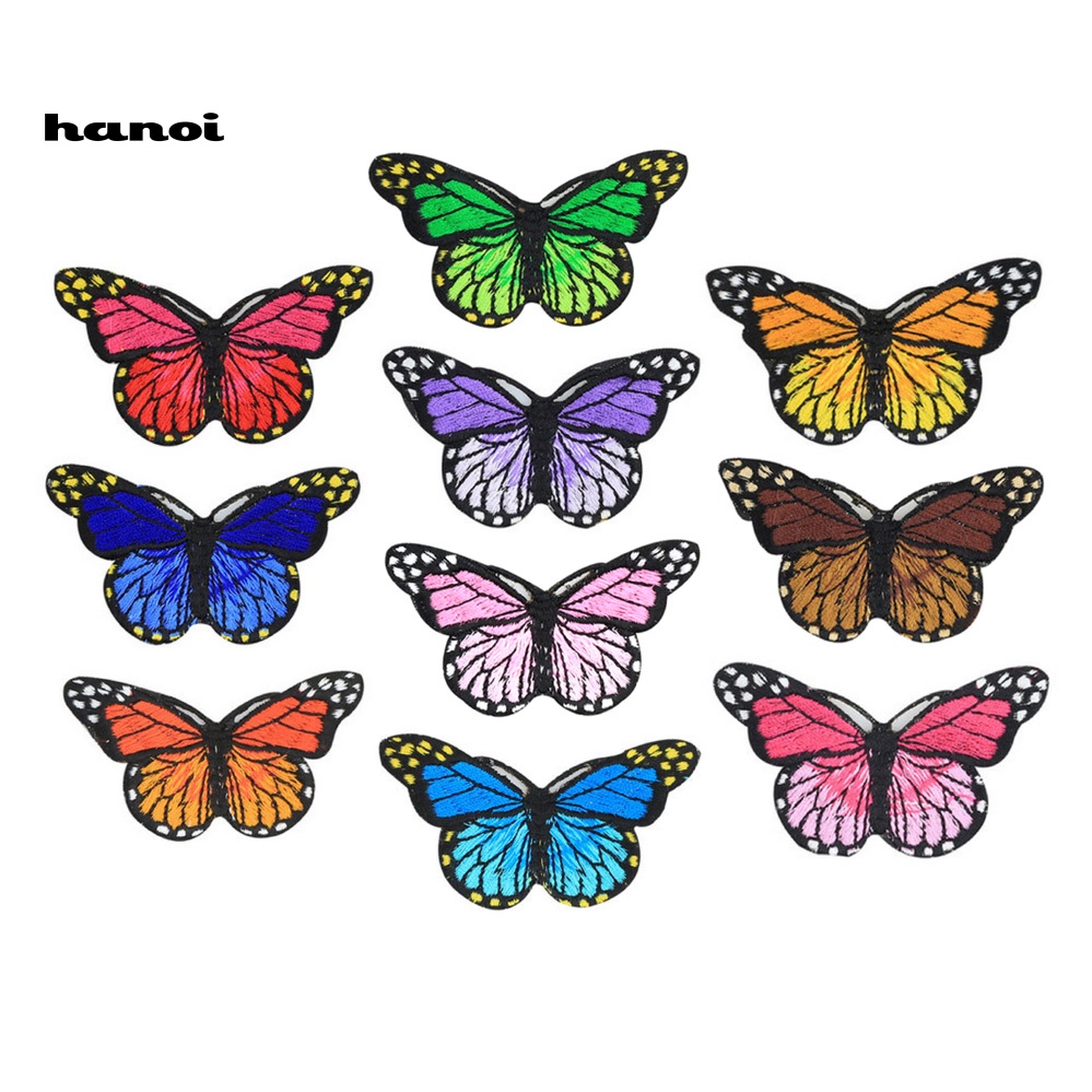 Set 10 Miếng Dán Trang Trí Quần Áo Hình Bướm Xinh Xắn