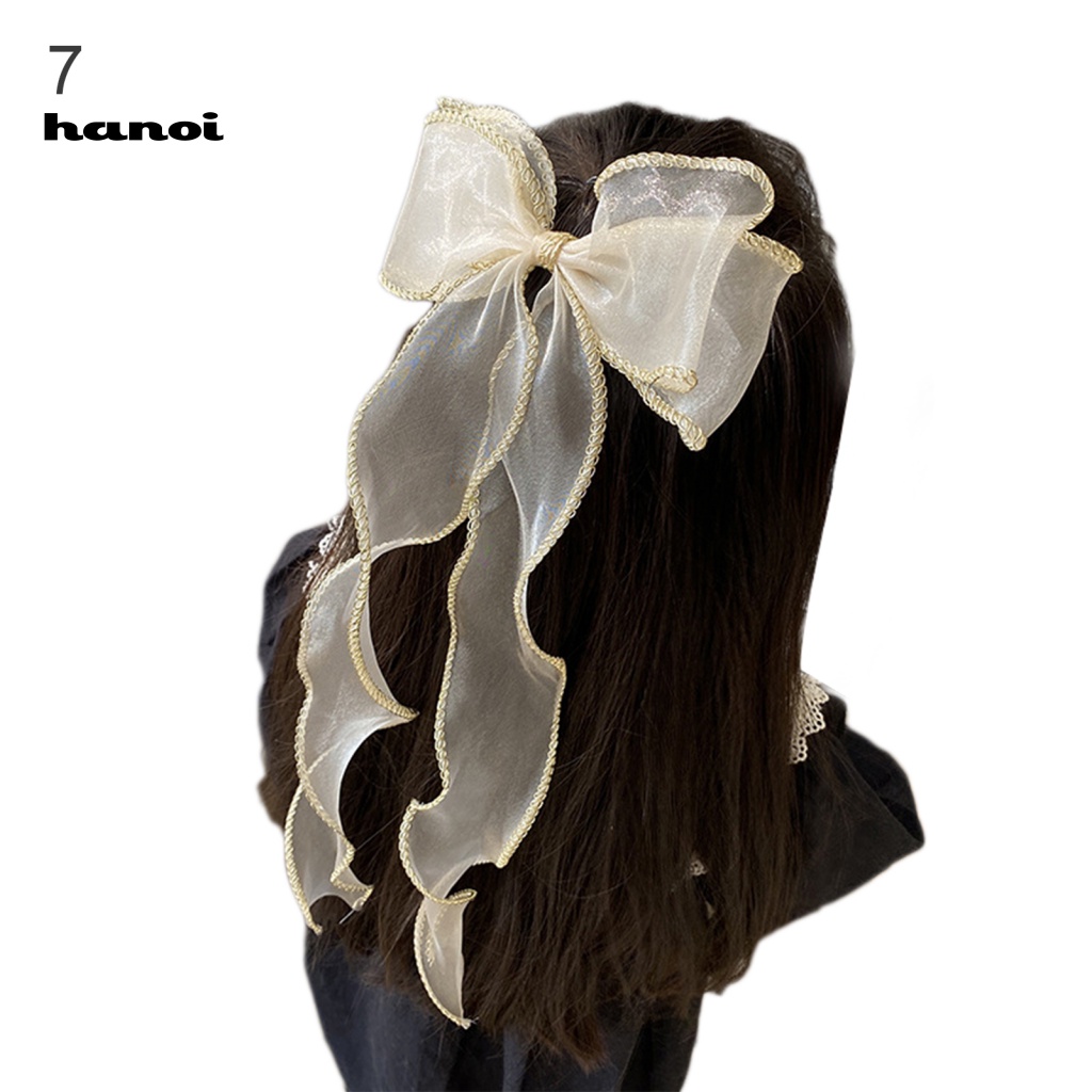 Kẹp Tóc Đính Nơ Ruy Băng Dài Phong Cách Hàn Quốc Cho Nữ