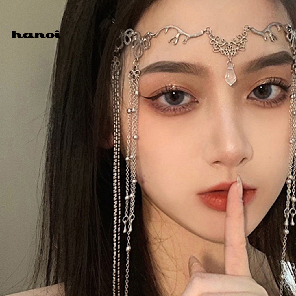 Chuỗi Dây Đeo Trán Đính Đá Tua Rua Phong Cách Cổ Điển Thanh Lịch Dành Cho Nữ