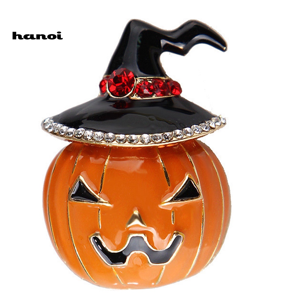 Ghim Cài Áo Hình Bí Ngô Đính Đá Phong Cách Halloween Thời Trang