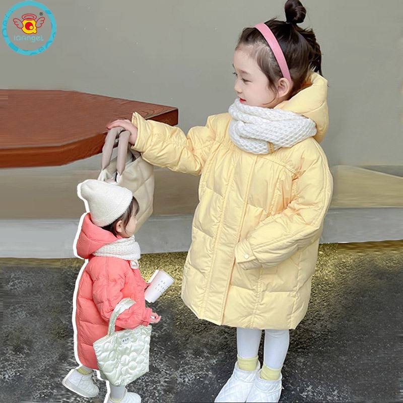 Iq Áo Khoác cotton Dày Dặn Giữ Ấm Phiên Bản Hàn Quốc Mới Dài Trung Bình Cho Bé Gái