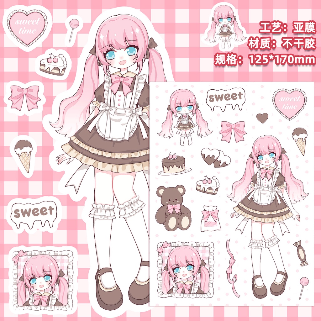 Bộ 10 Tấm Nhãn Dán Trang Trí Hình Khuôn Mặt Phong Cách Lolita Dễ Thương Dành Cho Laptop / Điện Thoại / Sổ Tay