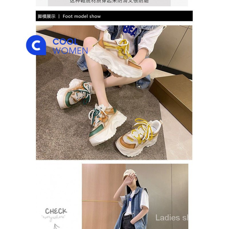 Giày Thể Thao Cao Su Đế Dày 6-8cm Phối Lưới Mũi Tròn Phong Cách Mới 2023 Cho Nữ
