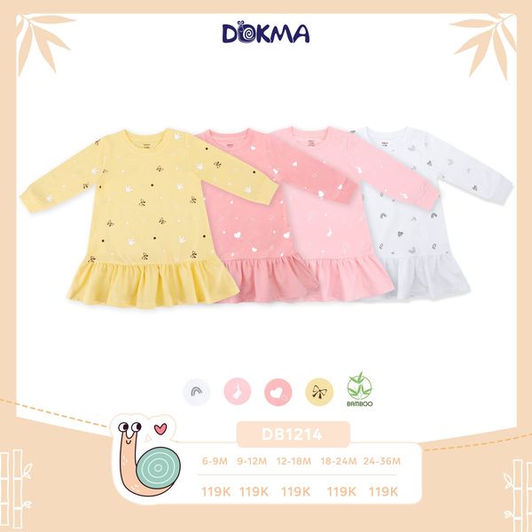 Váy Dài Tay Chất Liệu Cotton Dáng Đuôi Cá DOKMA Mã DB1214