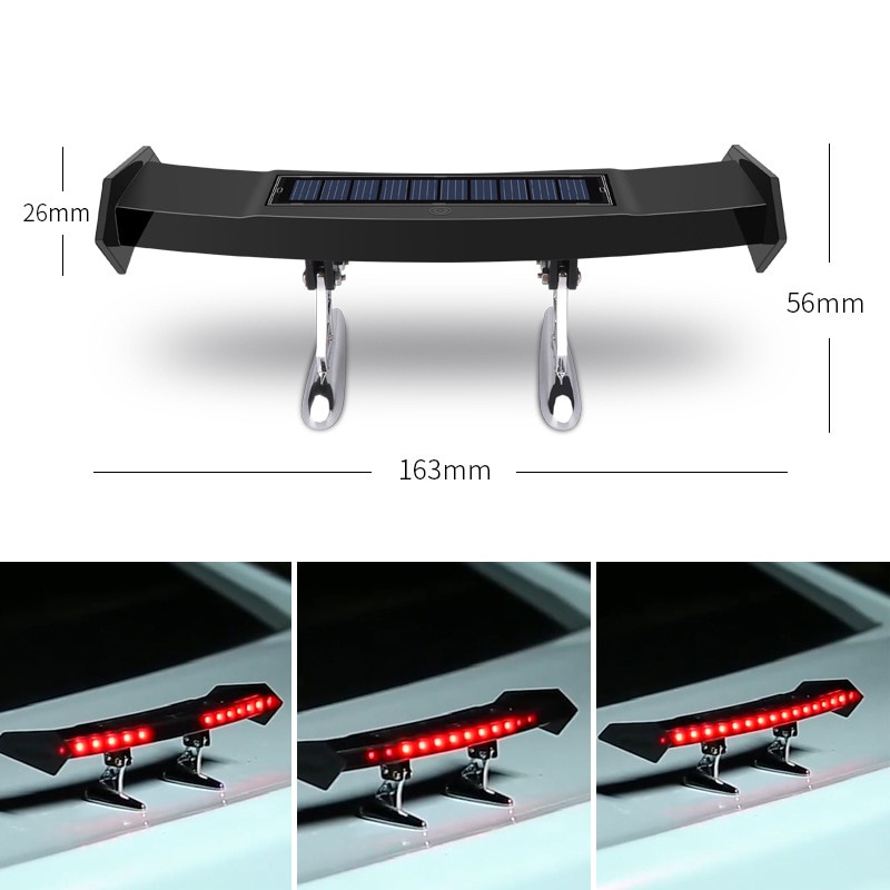 Cánh Đèn LED Cảnh Báo Gắn Đuôi Xe Hơi Cảm Biến Thông Minh Chạy Năng Lượng Mặt Trời Chống Thấm Nước