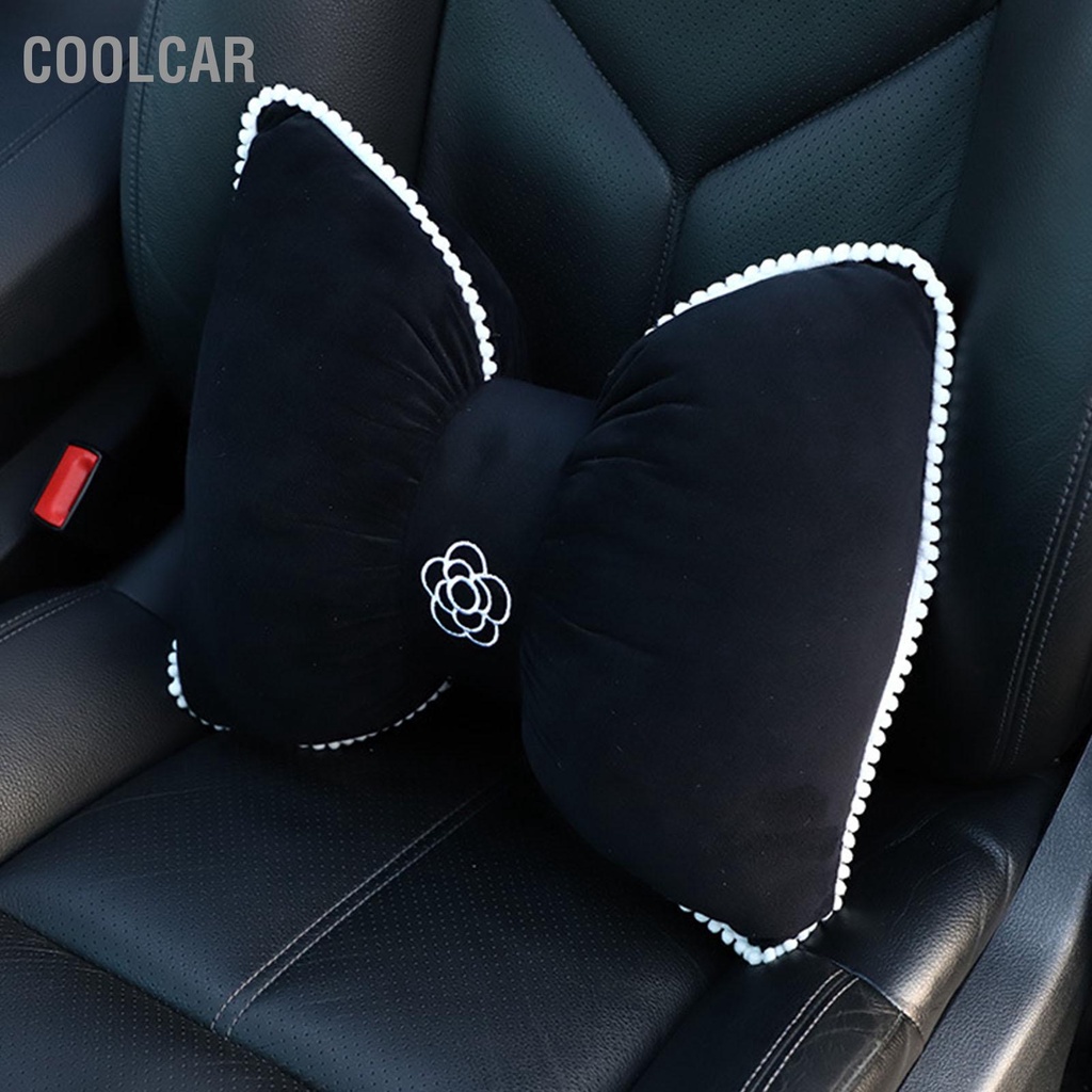 CoolCar gối tựa đầu ô tô hình Nơ Sang Trọng Thắt Mềm Mại Ghế Hỗ Trợ Đệm Có Khóa Dây Thun