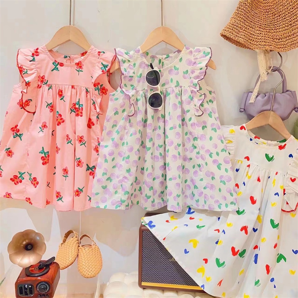 Đầm Công Chúa Mùa Hè Diềm Xếp Nếp Lãng Mạn Mùa Hè Cho Bé Gái Mới