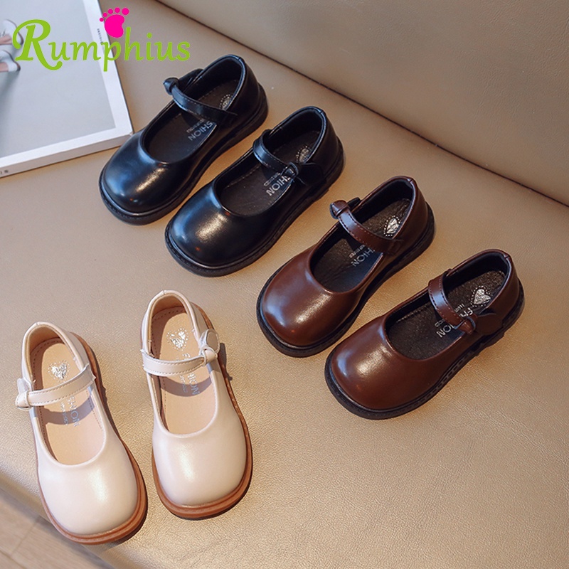 Rumphius Giày Da Đế Mềm Màu Trơn Thoải Mái Phong Cách Cổ Điển Cho Bé Gái Size 22-31