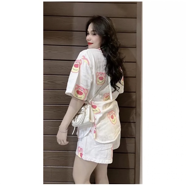 Bigsize Set kaki gấu dâu dễ thương 55-95kg