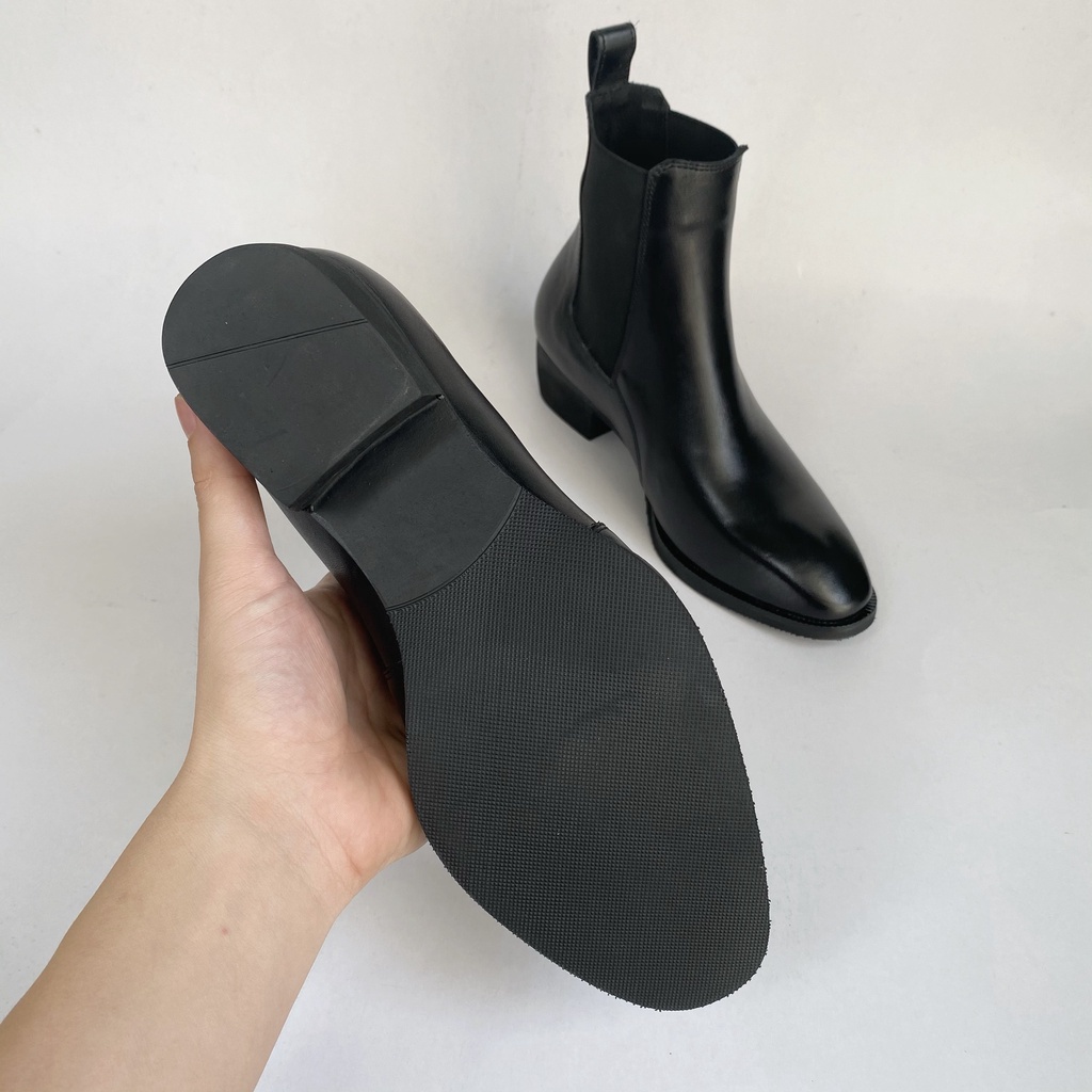 Giày Chelsea Boot Đế Cao Su 5cm Da Bò Nguyên Tấm Cao Cấp