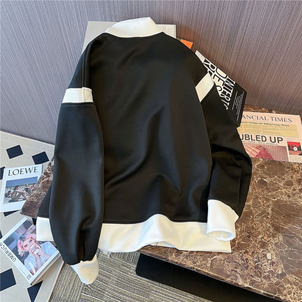 Áo Khoác Tay Dài Dáng Rộng Màu Sắc Tương Phản Phong Cách Nhật Bản Cho Nam Giới