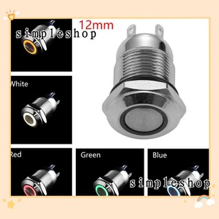 Công tắc nút kim loại tạm thời / cố định chống thấm nước 3V 5V 9V 12V 24V 110V 220V tích hợp đèn LED 12mm nhiều màu sắc