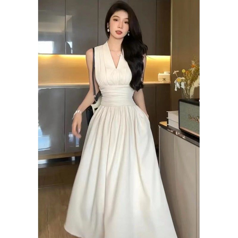 Đầm Dài Màu Trắng Thời Trang Mùa Hè Cho Nữ