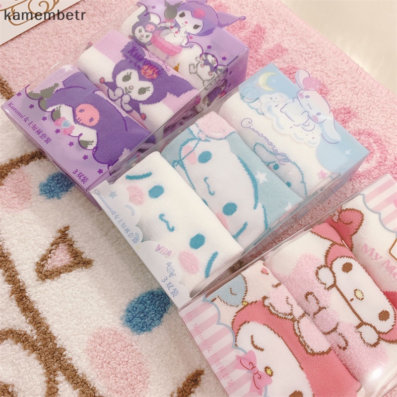 Set 3 Đôi Vớ Thể Thao Mùa Hè Thoải Mái In Họa Tiết Hoạt Hình Sanrio Kuromi Cinnamoroll Dog My Melody Dễ Thương Cho Nữ Sinh