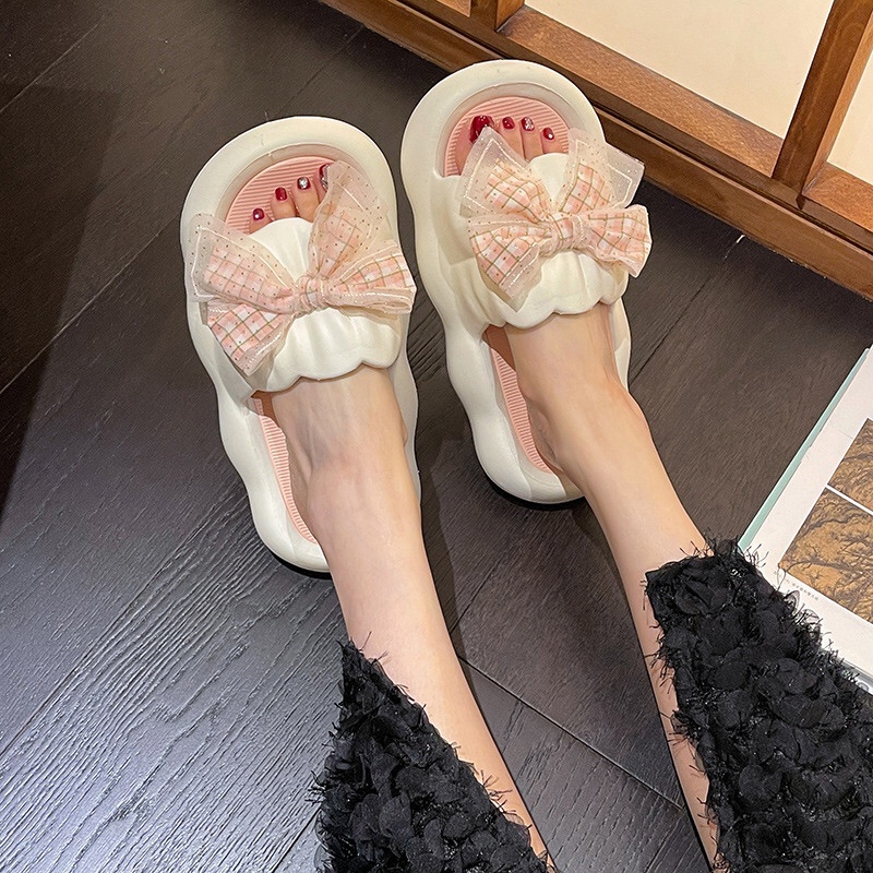 HHH Dép quai ngang Mùa hè trong nhà chống trượt phiên bản đế cao 3cm