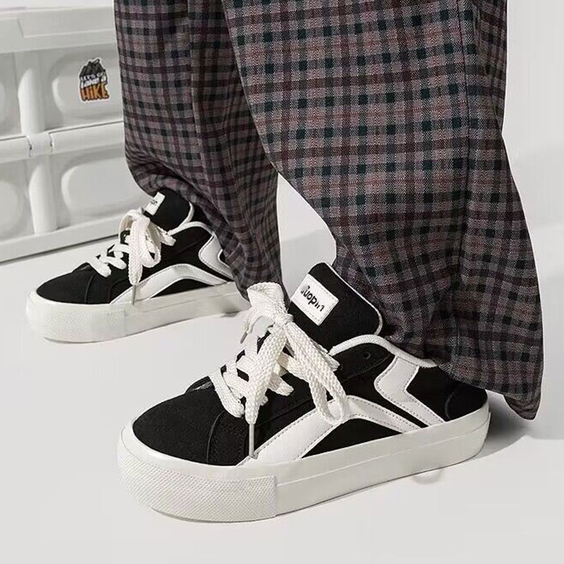 GUDETU  Giày Thể Thao Vải Bạt Thời Trang Hàn Cho Nữ Giày Thể Thao Cổ Thấp Màu Đen Thời Trang Mùa Xuân Xu Hướng đường phố bắn trúng mỗi đôi giày Sneaker sinh viên.