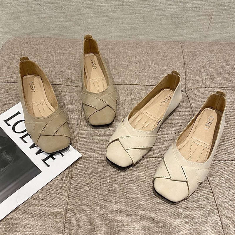 Prowow❤Giày Búp Bê Da Mềm Đế Bằng Thời Trang Cho Nữ