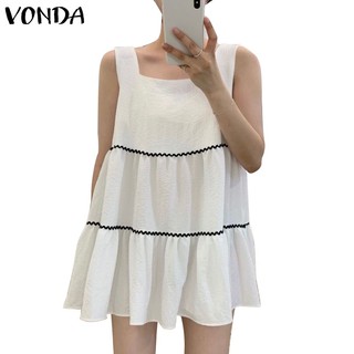 Đầm Chữ A Cổ Vuông Không Tay Màu Trơn Phong Cách Hàn Quốc Dành Cho Nữ