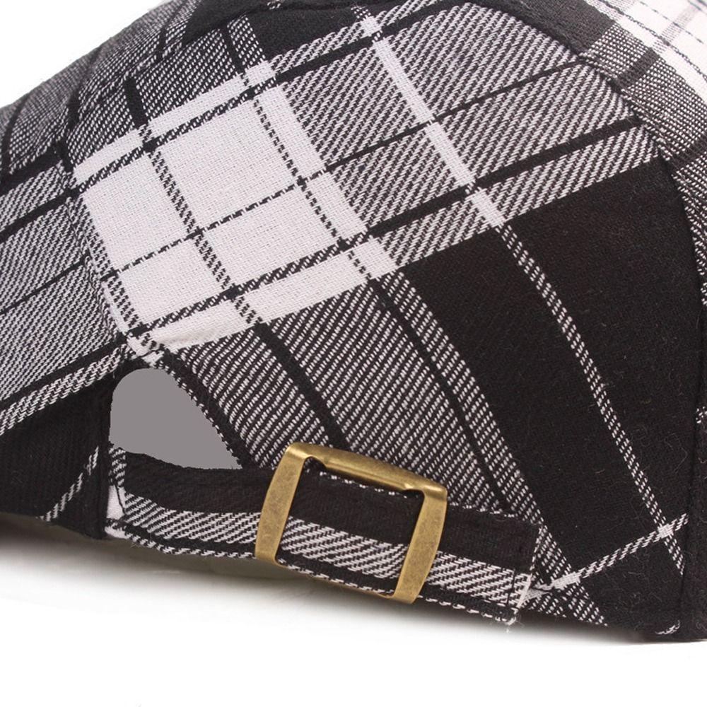 Dans Mũ beret cotton dopamine Sọc Caro Phẳng Điều Chỉnh Được Thanh Lịch Ngoài Trời