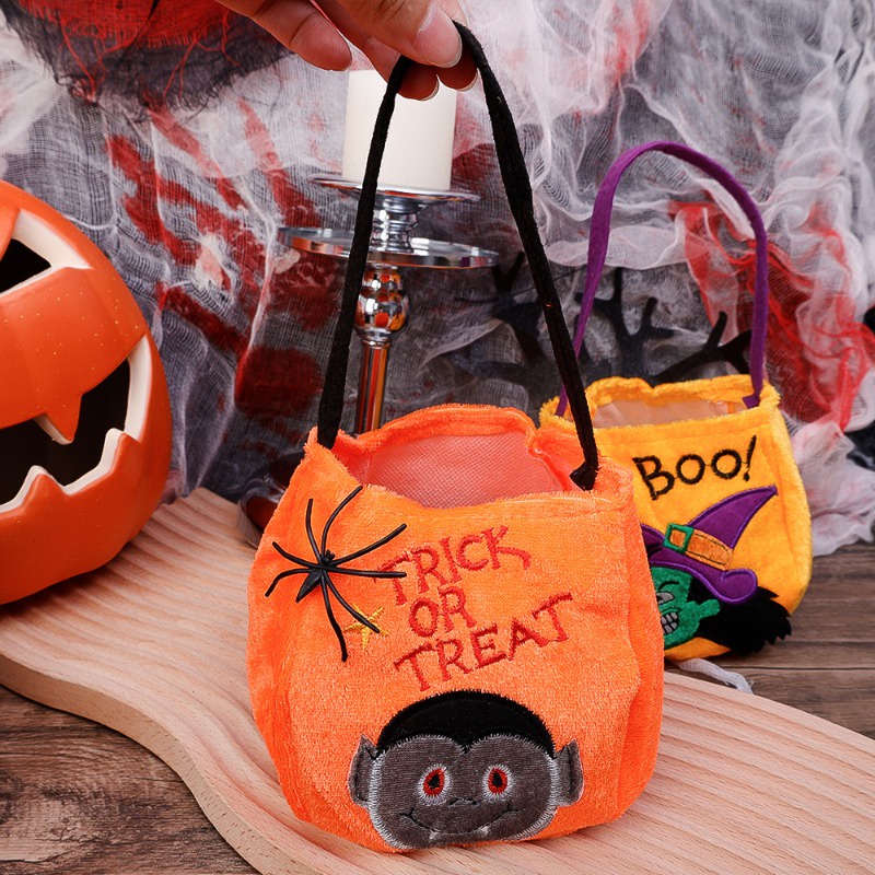 1 Giỏ Đựng Kẹo Halloween Hình Phù Thủy Bí Ngô Ma Cà Rồng Dễ Thương Cho Bé