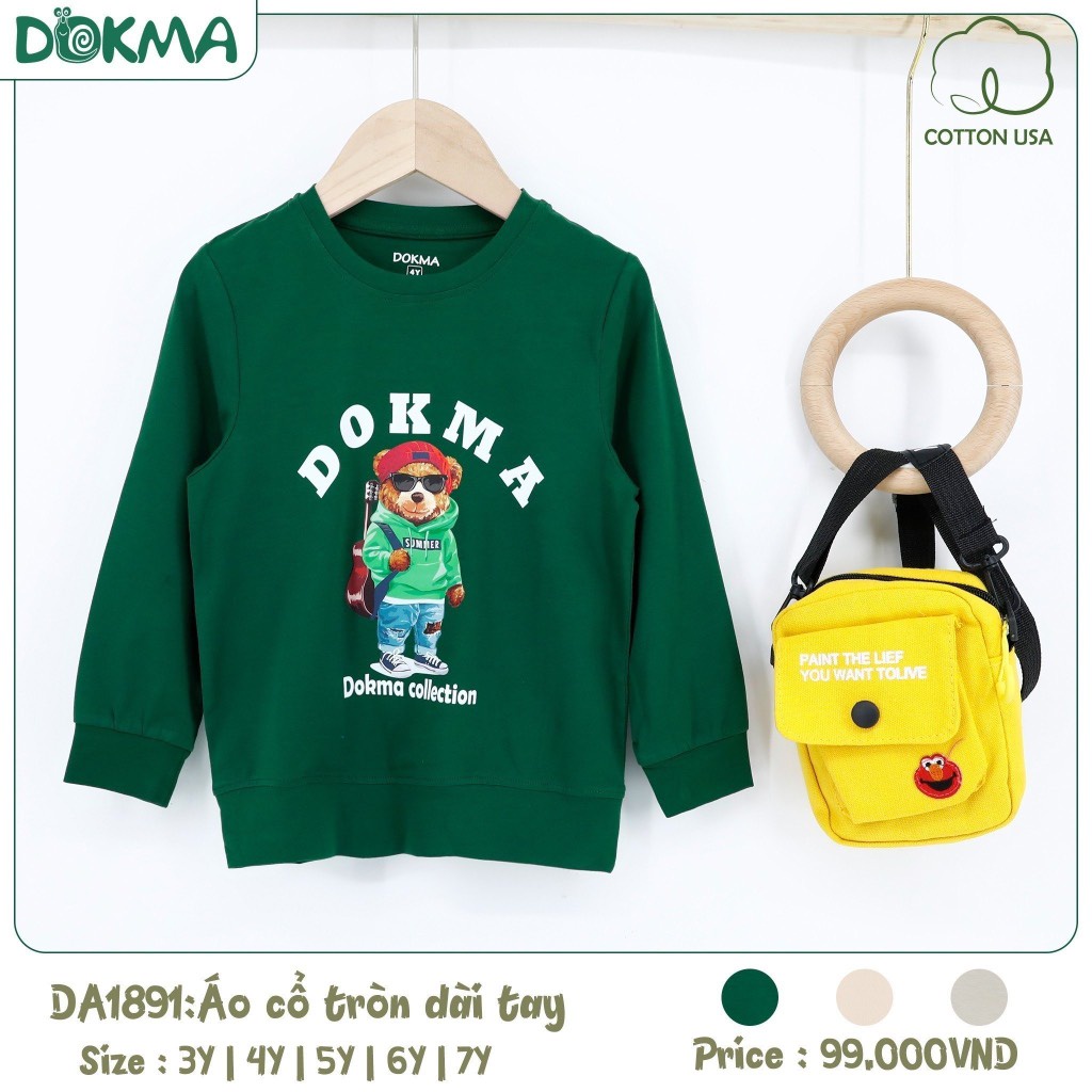 Áo Dokma cổ tròn dài tay cotton cho bé