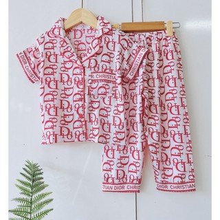 Bộ Pyjama cộc tay bé gái chất lụa xước mềm mại, thấm hút mồ hôi tốt cho bé mặc nhà thoải mái G05 - Gạo KidClothes