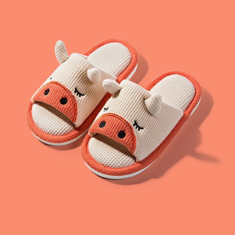 Dép Vải Lanh Đi Trong Nhà Đế Mềm Hình Thỏ Cho Bé