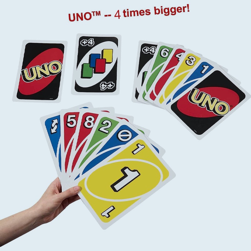 ​Giant UNO Card Game for Kids, Adults & Family Night, Oversized Cards & Customizable Wild Cards for 2-10 Players