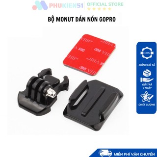 Bộ đế dán nón, mặt phẳng cố định máy GoPro, Actioncam có miếng keo dán 3M