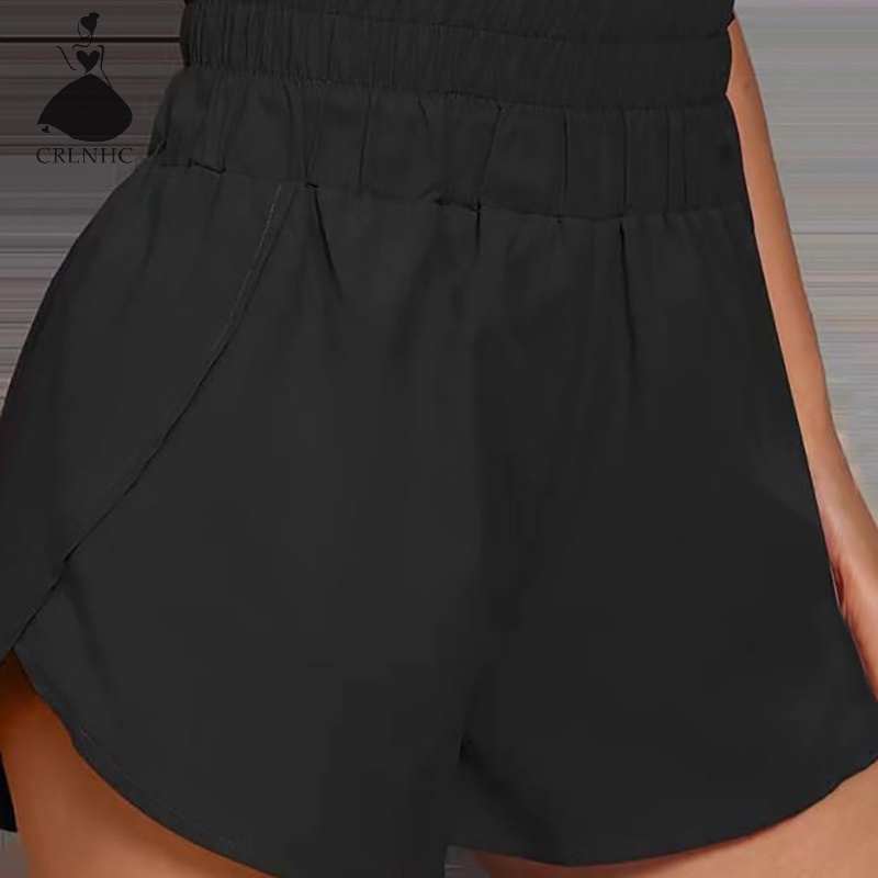 Crlnhc stretch high-waisted casual solid color loose sports shorts for women vn
