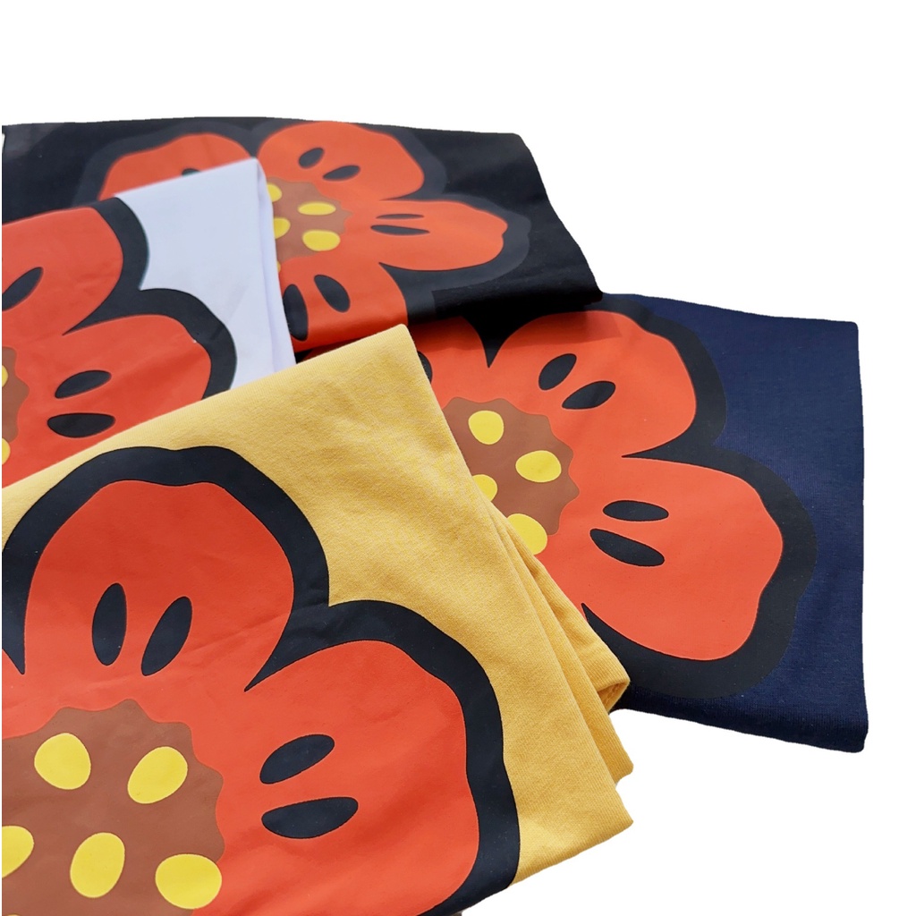 LNLH KENZO 2023-letter Begonia flower printed loose large couple short-sleeved T-shirt