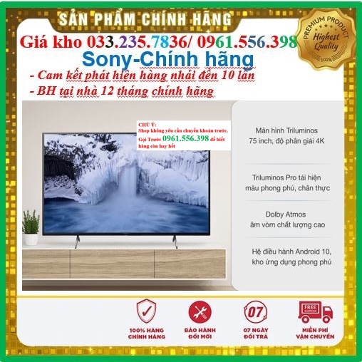 Smart Tivi Sony 75 Inch 4K KD-75X80J&lt; Chính hãng BH:24 tháng tại nhà toàn quốc &gt; - Mới 200%